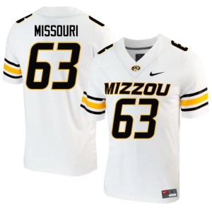 Men's Tigers White Chace Missouri #63 Embroidery Jersey 127863-623