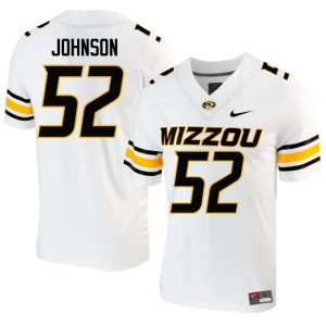Men's White Mizzou Replica #52 Demarcus Johnson Jersey 674361-845