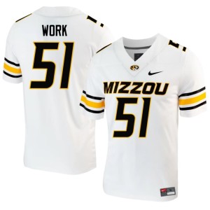 Mens White Mizzou Football Team #51 Luke Work Limited Jersey 332594-351