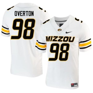 Men White Tajh Overton University of Missouri Tigers #98 Stitched Jerseys 509253-797