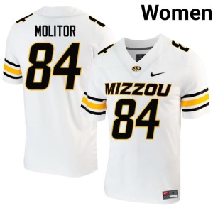 Women #84 Stitched Adam Molitor MU Tigers White Jerseys 364371-339