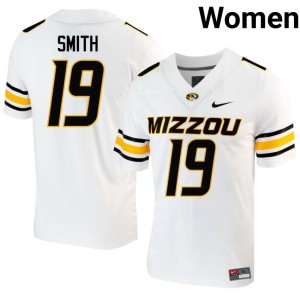 Women's #19 Darris Smith MU Tigers White Embroidery Jerseys 478249-606