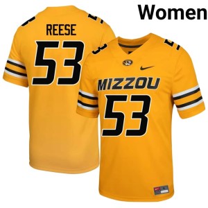 Women #53 Gold Mizzou Tigers University Tommy Reese Jerseys 303057-361
