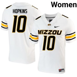 Womens Daeden Hopkins 2026 University of Missouri Tigers White #10 Jersey 230718-894