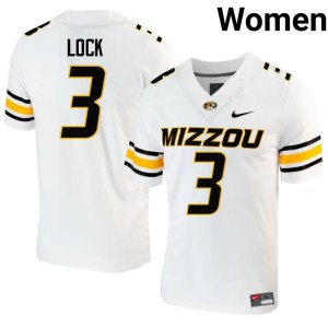 Women MU Tigers Player White Drew Lock #3 Jerseys 462611-484