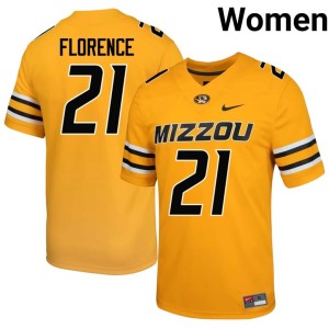 Womens #21 Jahlil Florence Gold NCAA Mizzou Football Team Jersey 796843-924