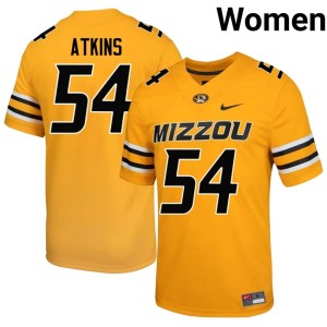 Women's Gold Missouri #54 Replica Josh Atkins Jerseys 828930-726
