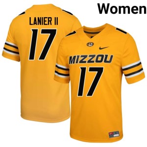 Womens Kenric Lanier II Official #17 Gold Missouri Tigers Jerseys 205471-828