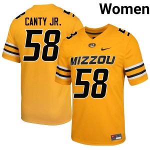 Womens Gold Khalief Canty Jr. #58 Game Mizzou Jerseys 541329-190