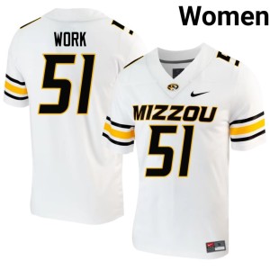 Women's University of Missouri Tigers #51 White Luke Work Official Jerseys 823486-536