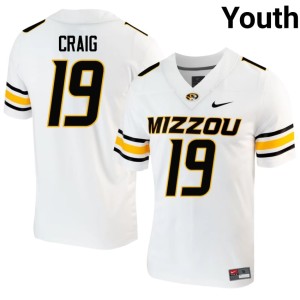 Youth University of Missouri Tigers 2026 White #19 Blake Craig Jersey 890292-272