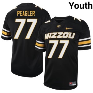 Youth University of Missouri Tigers Black 2026 #77 Curtis Peagler Jerseys 378969-353
