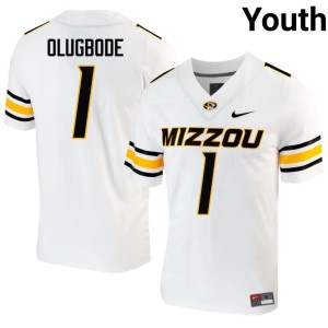Youth White #1 Donovan Olugbode Mizzou Tigers Game Jerseys 747357-483