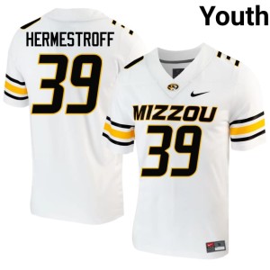 Youth White 2026-27 Maddux Hermestroff Mizzou Football Team #39 Jersey 281268-761