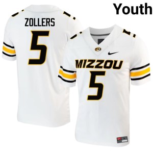Youth #5 Matt Zollers Missouri Tigers White Game Jersey 340738-184