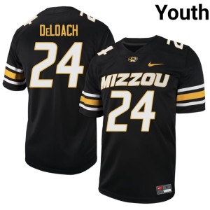 Youth #24 Nick DeLoach Jr. University of Missouri Tigers Official Black Jersey 358135-255