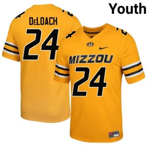 Youth MU Tigers Gold Official #24 Nick DeLoach Jr. Jersey 422145-521