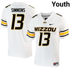 Youth Missouri Tigers White #13 Game Austin Simmons Jersey 824067-885