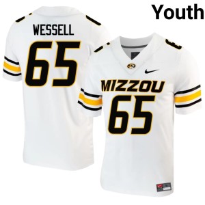 Youth University of Missouri Tigers Player Brysen Wessell #65 White Jerseys 556195-671