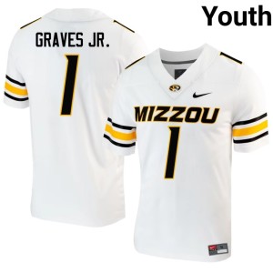 Youth #1 Missouri University of Missouri Tigers Chris Graves Jr. Game White Jerseys 718747-928