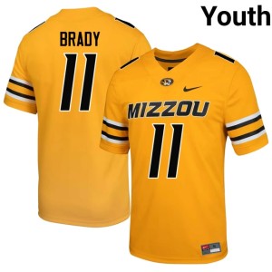 Youth Gold #11 University of Missouri Tigers Embroidery Jabari Brady Jersey 824359-931