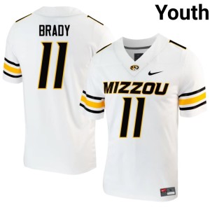 Youth White #11 Missouri University Jabari Brady Jerseys 433488-418