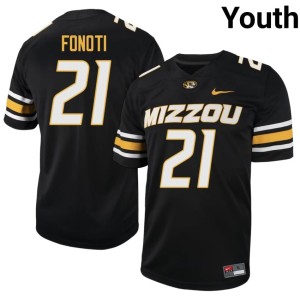 Youth Black Malae Fonoti NCAA #21 Missouri University of Missouri Tigers Jersey 684822-631