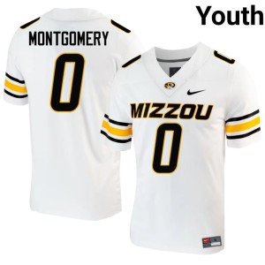 Youth White #0 University Naeshaun Montgomery Mizzou Football Team Jersey 665890-588