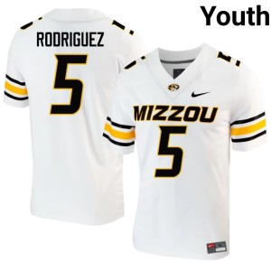 Youth MU Tigers Nicholas Rodriguez Limited White #5 Jerseys 227993-440