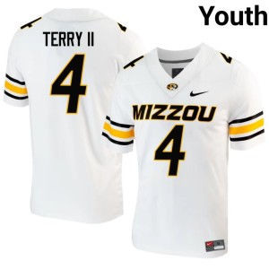 Youth Stitched White MU Tigers Shaun Terry II #4 Jerseys 213545-282